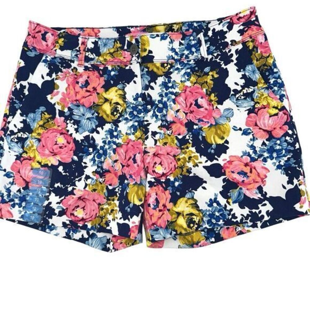 Isaac Mizrahi Women's Short Blue / Pink‎ Floral 5" Inseam Women's Size 10 NWOT